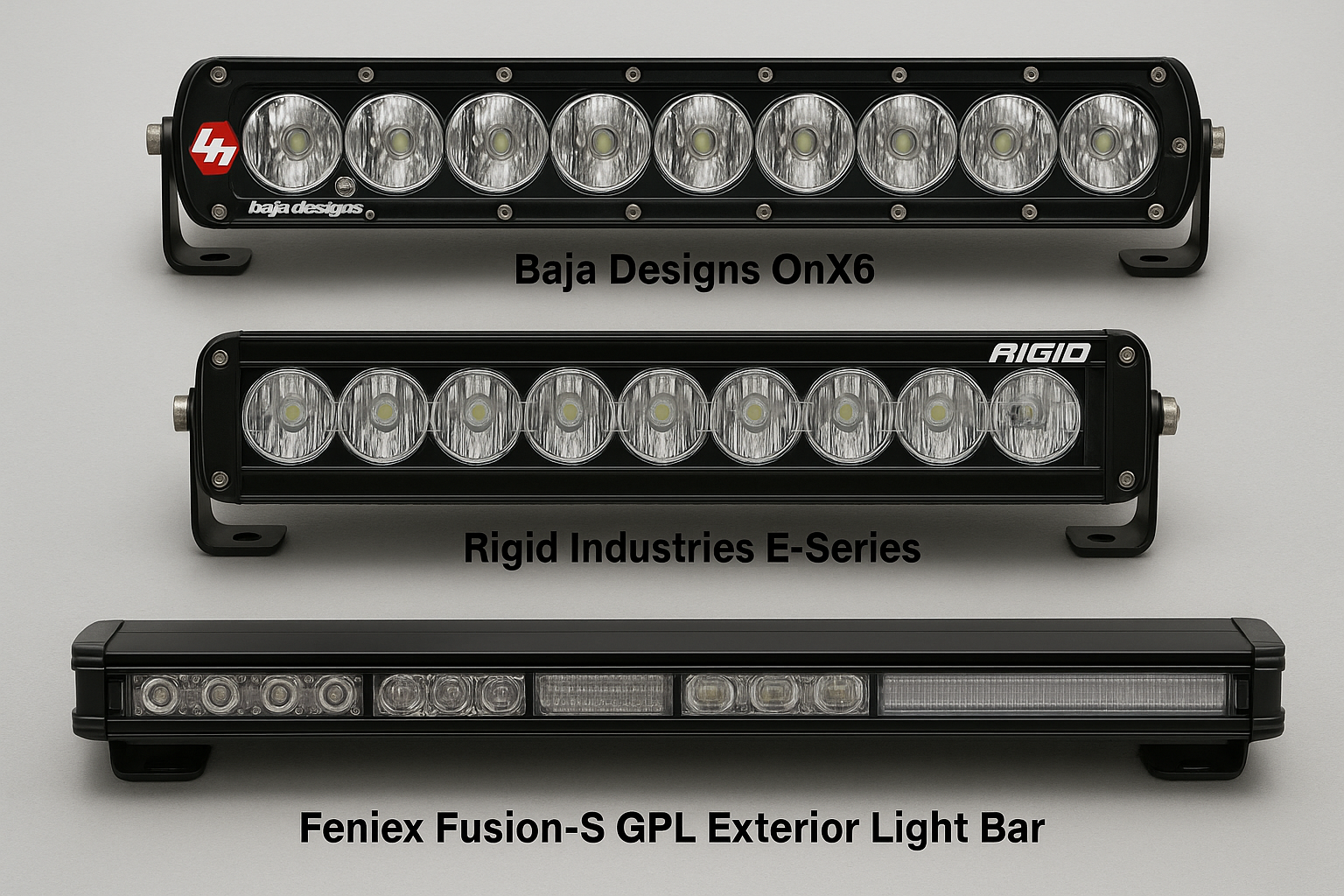 LED Light Bars: Baja Designs OnX6 vs. Rigid Industries E-Series vs. Feniex Fusion-S GPL Exterior Light Bar