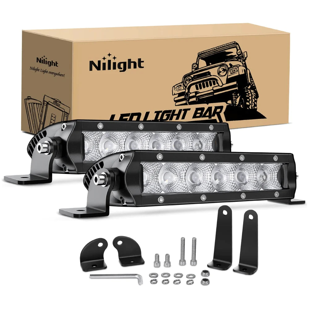 Nilight 7in 30W Spot LED Light Bar 2 pk