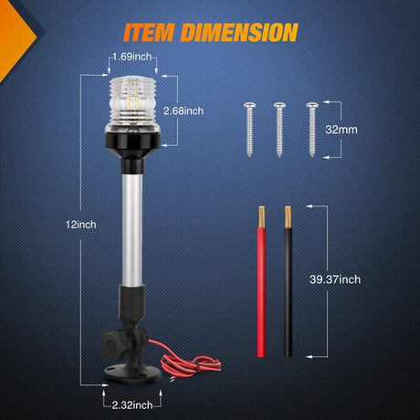 Nilight 9inch Folding Stern Light