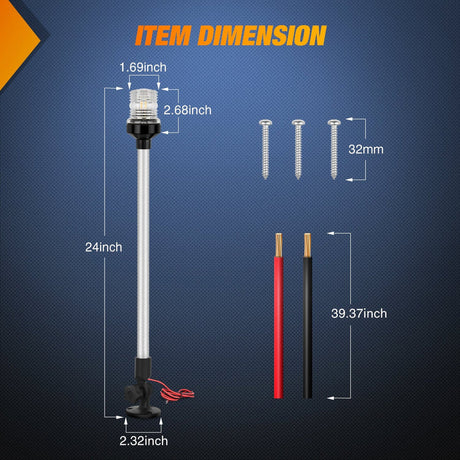 Nilight 24inch Folding Stern Light