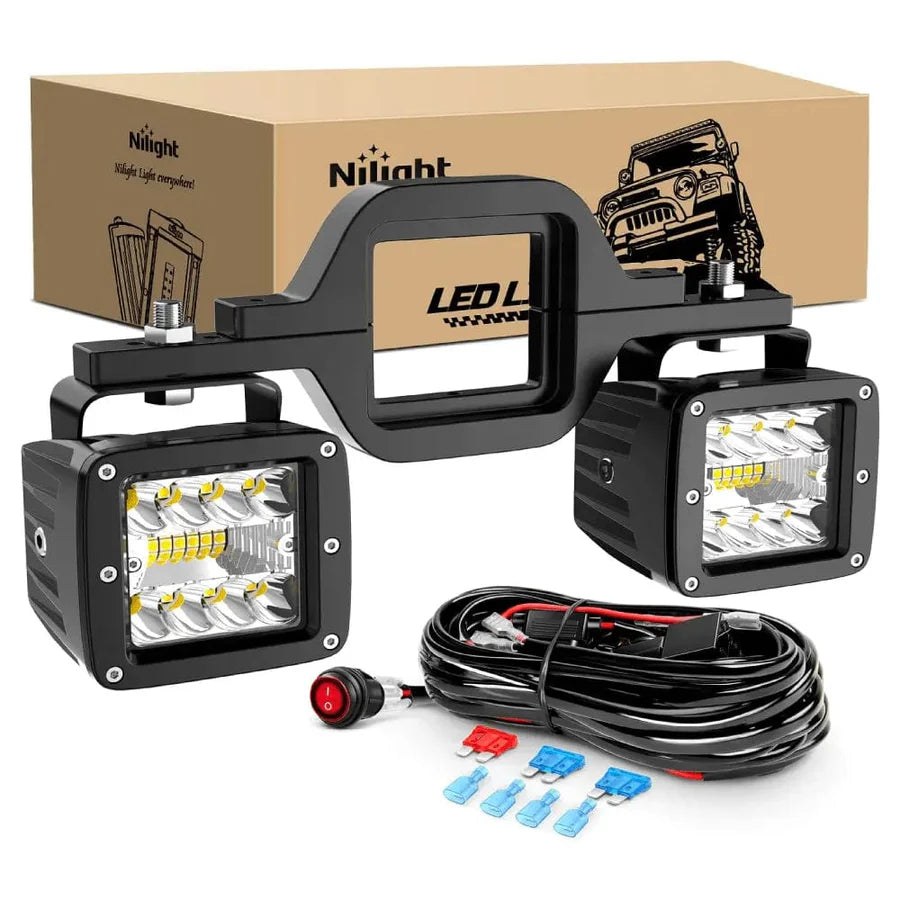 Nilight 3inch 42W Cube Light w/Hitch Mount (2pcs)