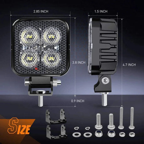 Nilight 3inch Square 12W Work Light (2pcs)