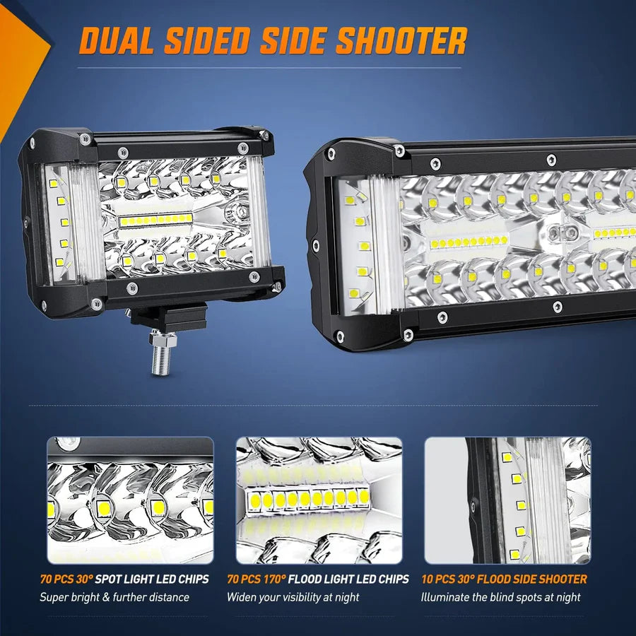 Nilight 20inch Side-Shooter 420W LED Light Bar (3pcs)