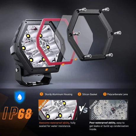 Nilight 4inch 30W Hexagon Work Light (2pcs)