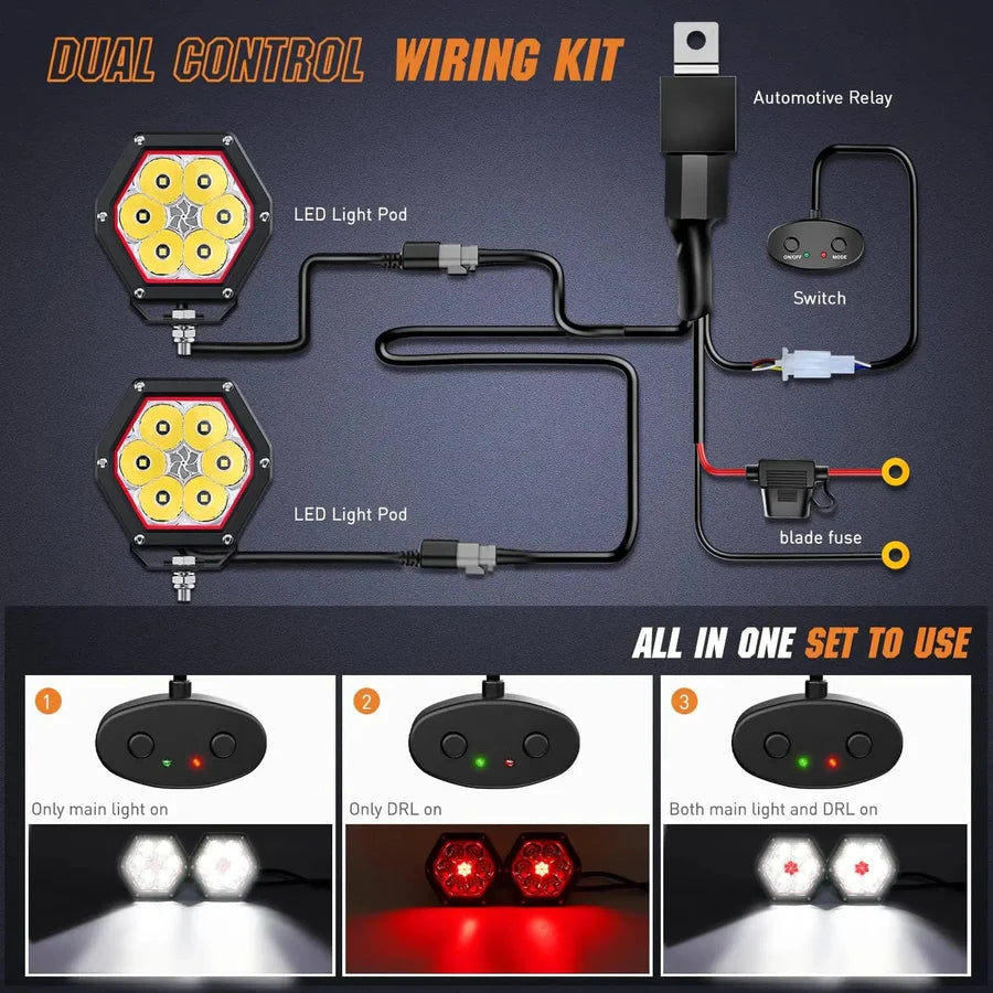 Nilight 4inch 30W Hexagon Work Light (2pcs)