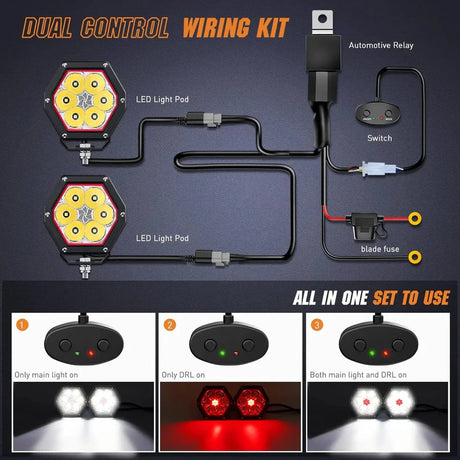Nilight 4inch 30W Hexagon Work Light (2pcs)