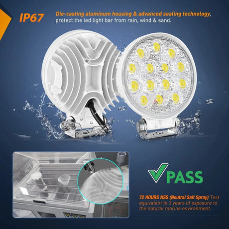 Nilight 4.5inch 42W Marine Boat Work Light (2pcs)