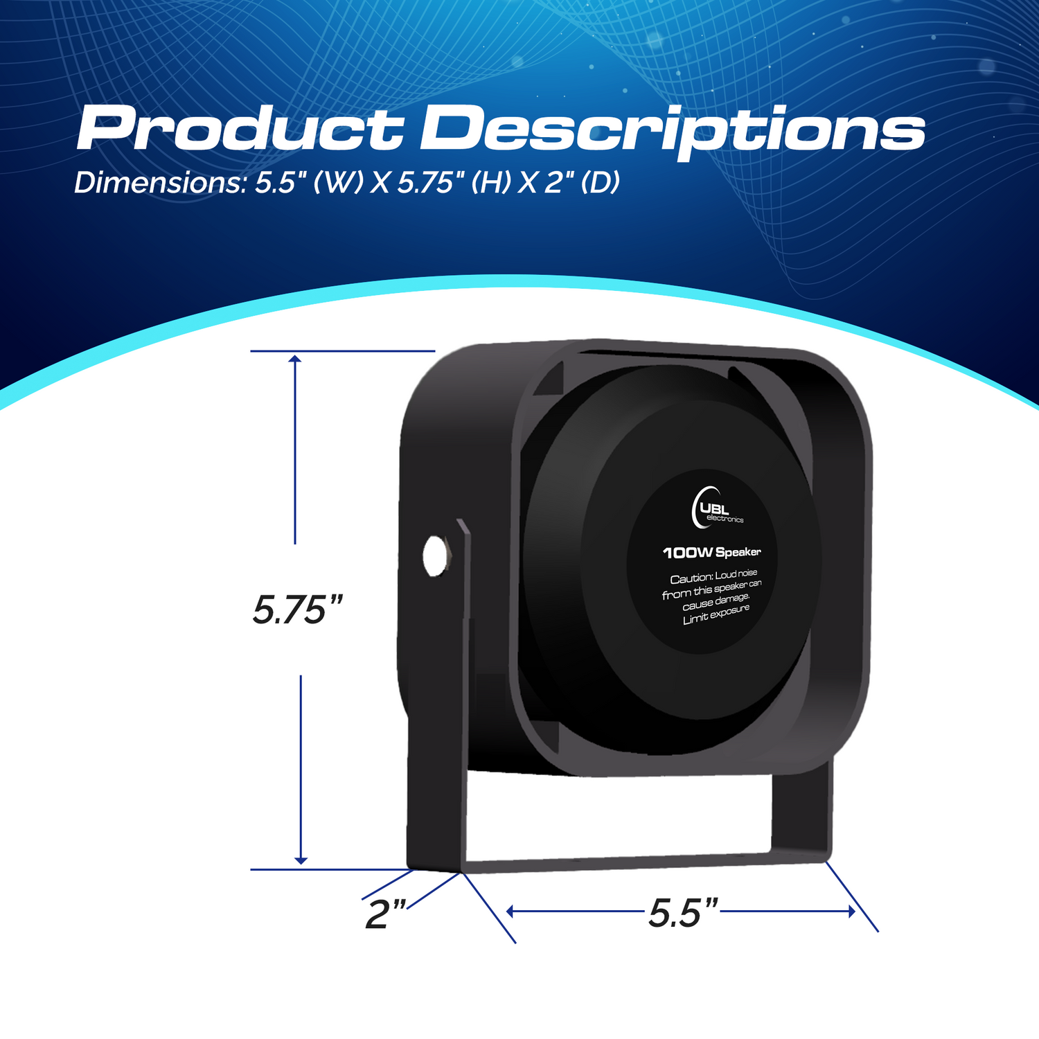 UBL 100W Slim Speaker Dimensions