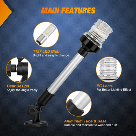 Nilight 9inch Folding Stern Light