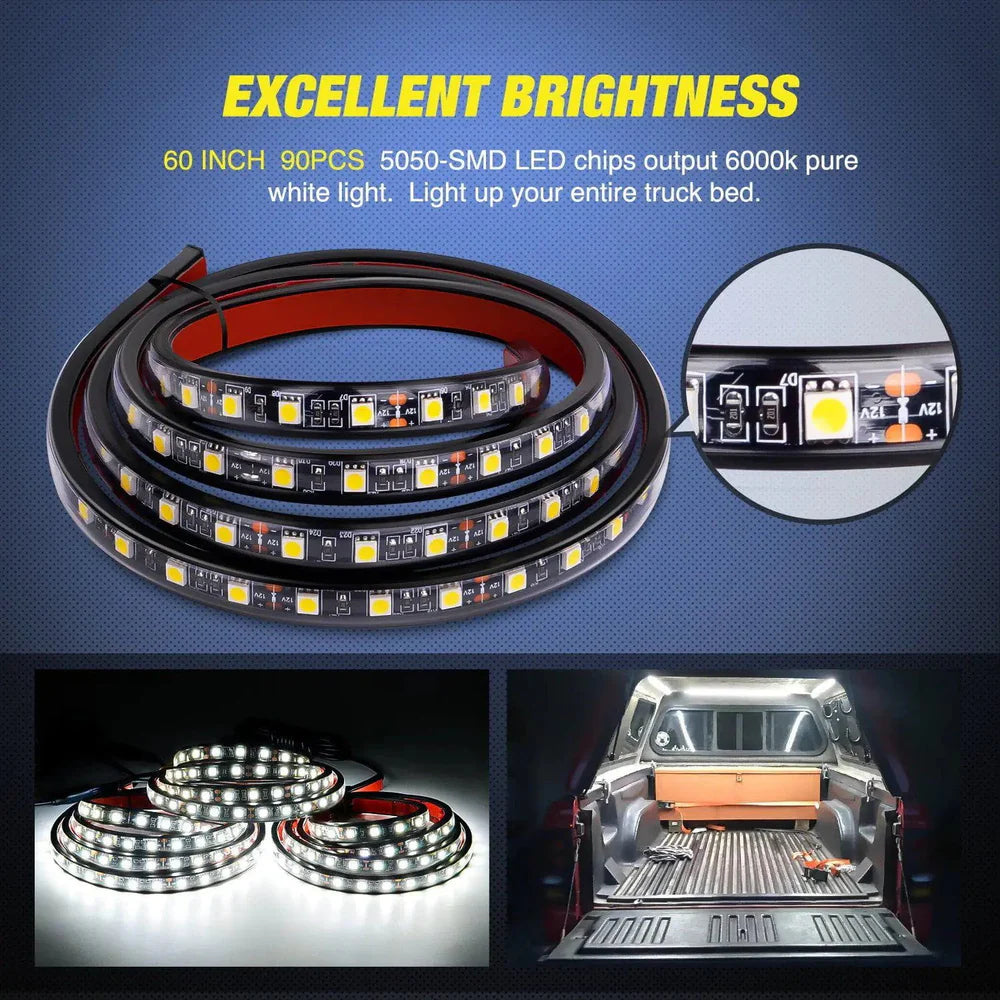 Nilight Truck Bed Light Strip White LEDs