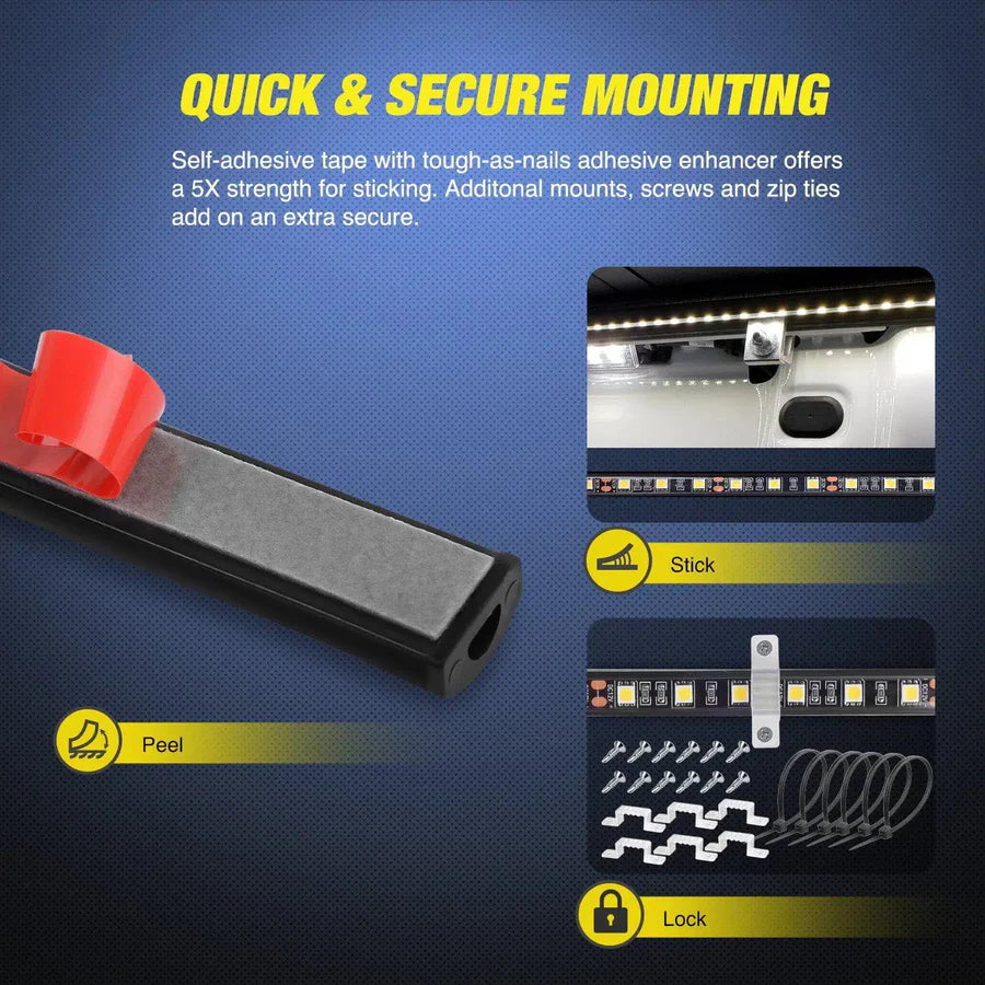 Nilight Truck Bed Light Strip White LEDs