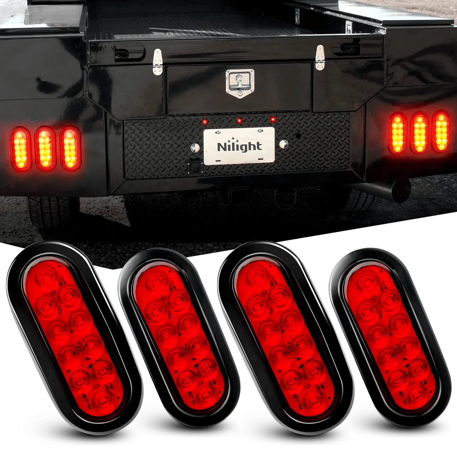 Nilight 6” Oval Trailer Tail Lights 2pcs