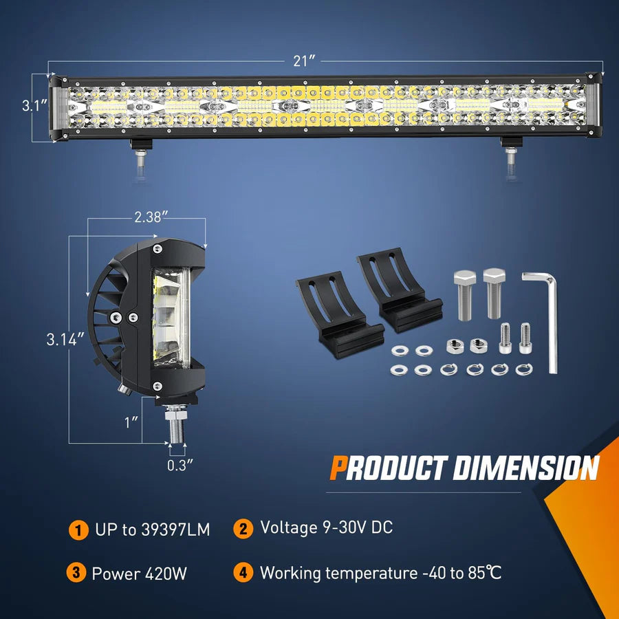 Nilight 20inch Side-Shooter 420W LED Light Bar