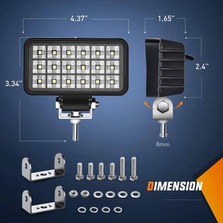 Nilight 4.4inch 36W Square Work Light (2pcs)