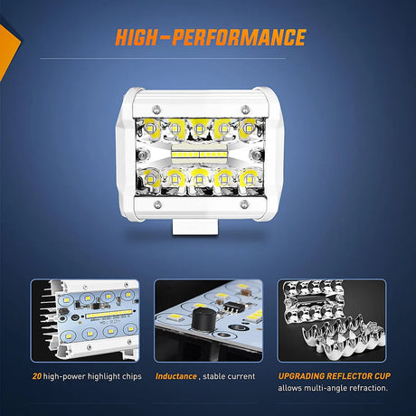 Nilight 4inch 60W Marine Boat Work Light (2pcs)