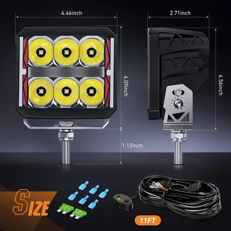 Nilight 4inch 60W Square DRL Heated Lens Work Light (2pcs)