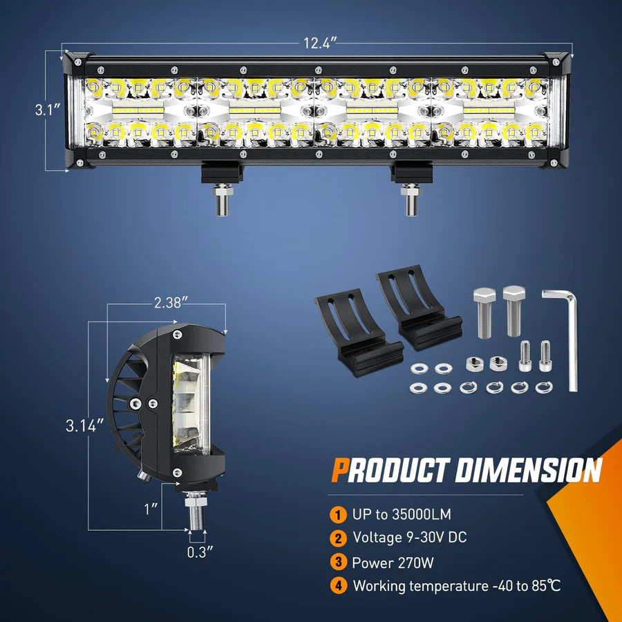 Nilight 12inch Side-Shooter 270W LED Light Bar