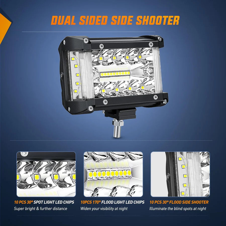Nilight 4.3inch Side-Shooter 132W LED Light Bar (2pcs)