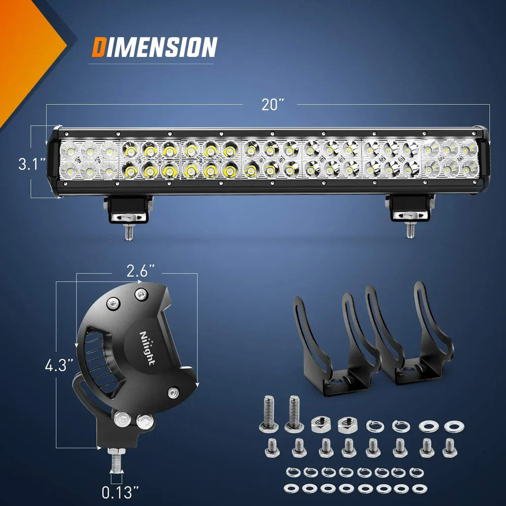 Nilight Double Row Spot/Flood Combo Light Bar