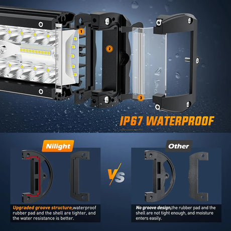 Nilight 4.3inch Side-Shooter 132W LED Light Bar (2pcs)