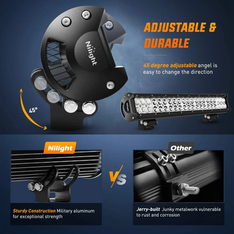 Nilight Double Row Spot/Flood Combo Light Bar