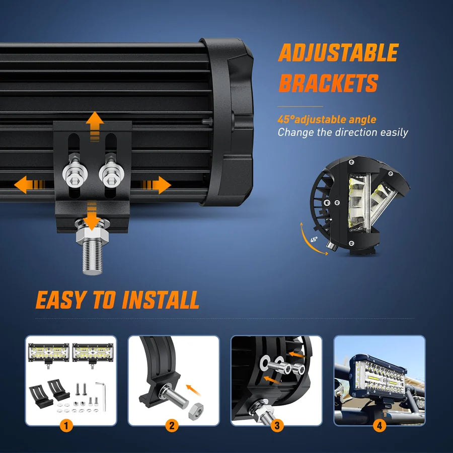 Nilight 7inch Side-Shooter 132W LED Light Bar (2pcs)