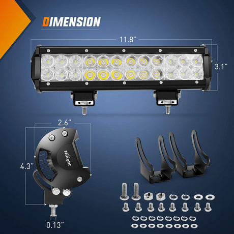 Nilight Double Row Spot/Flood Combo Light Bar
