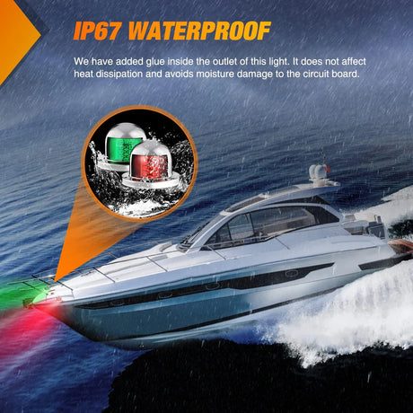 Nilight Red/Green Marine Boat Navigation Light (2pcs)