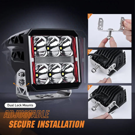Nilight 4inch 60W Square DRL Heated Lens Work Light (2pcs)
