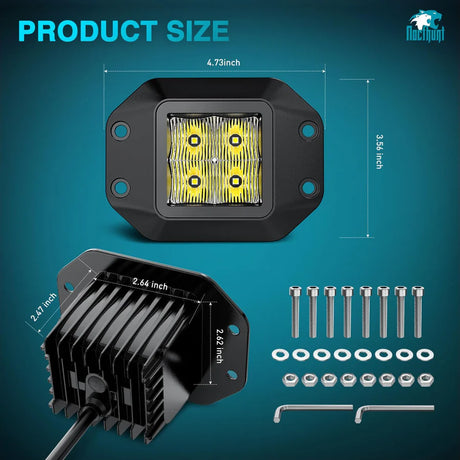 Nilight 4.7inch 4LED Recessed Work Light (2pcs)