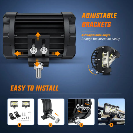 Nilight 4.3inch Side-Shooter 132W LED Light Bar (2pcs)