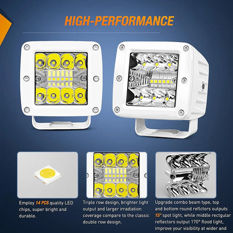 Nilight 3inch 42W Marine Boat Work Light (2pcs)
