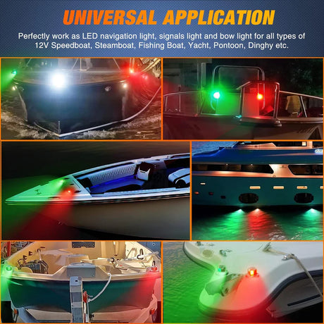 Nilight Red/Green Marine Boat Navigation Light (2pcs)
