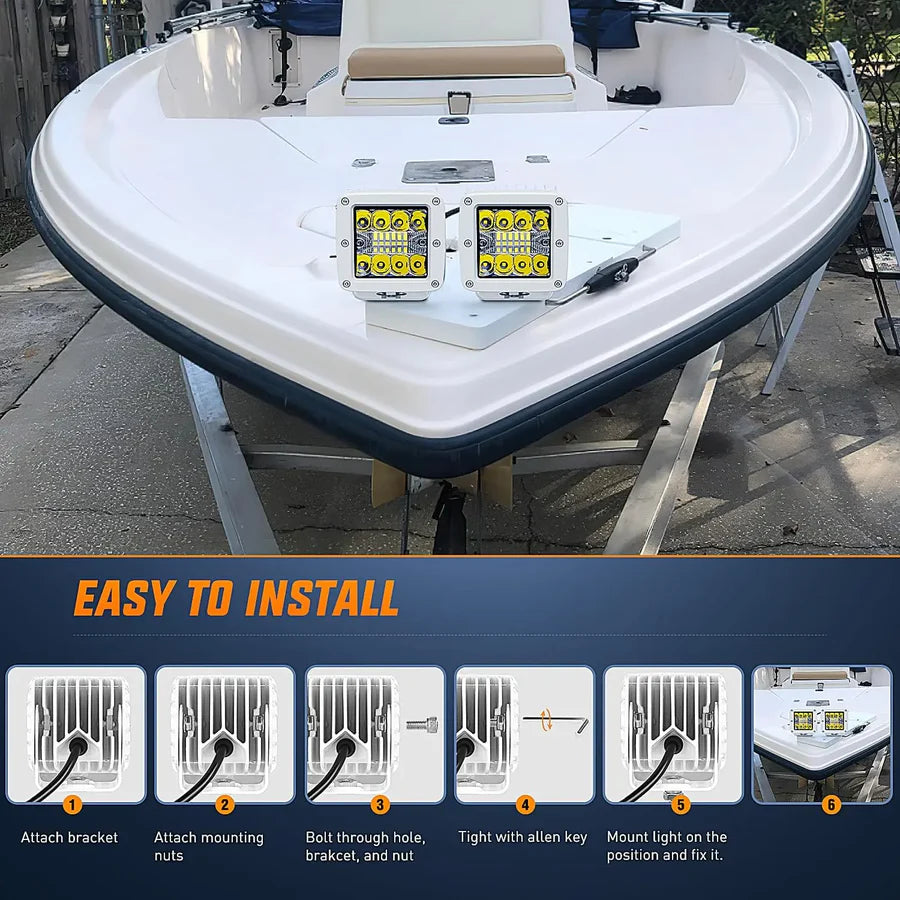 Nilight 3inch 42W Marine Boat Work Light (2pcs)
