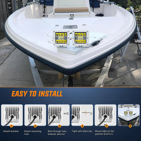 Nilight 3inch 42W Marine Boat Work Light (2pcs)