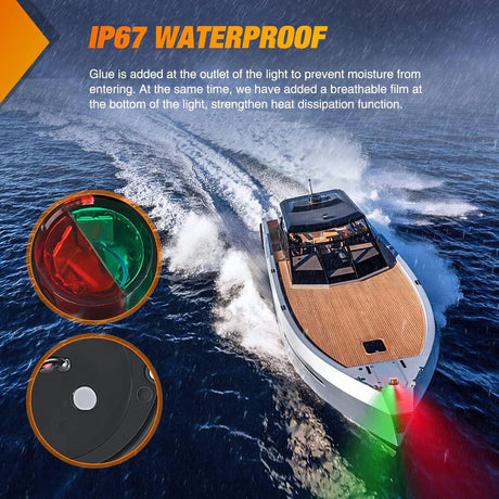 Nilight Red/Green Marine Boat Navigation Light