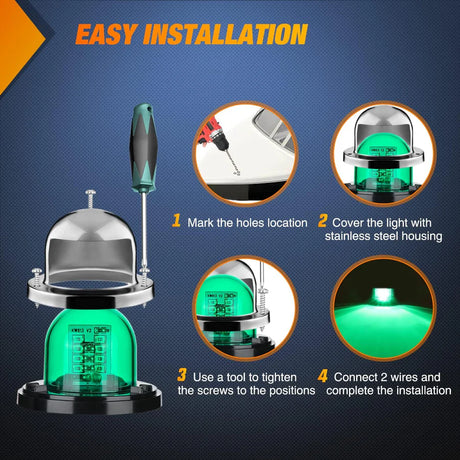 Nilight Red/Green Marine Boat Navigation Light (2pcs)