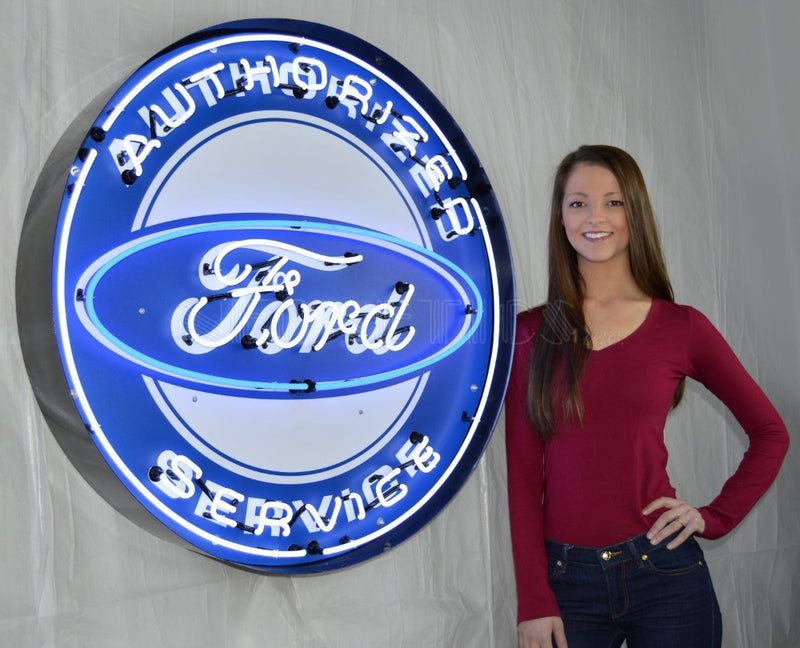 Ford Authorized Service Neon Sign In Metal Can