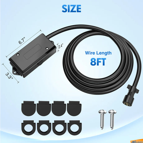 Nilight 8FT 7-Way Plug Inline Trailer Cord With 7-Gang Junction Box