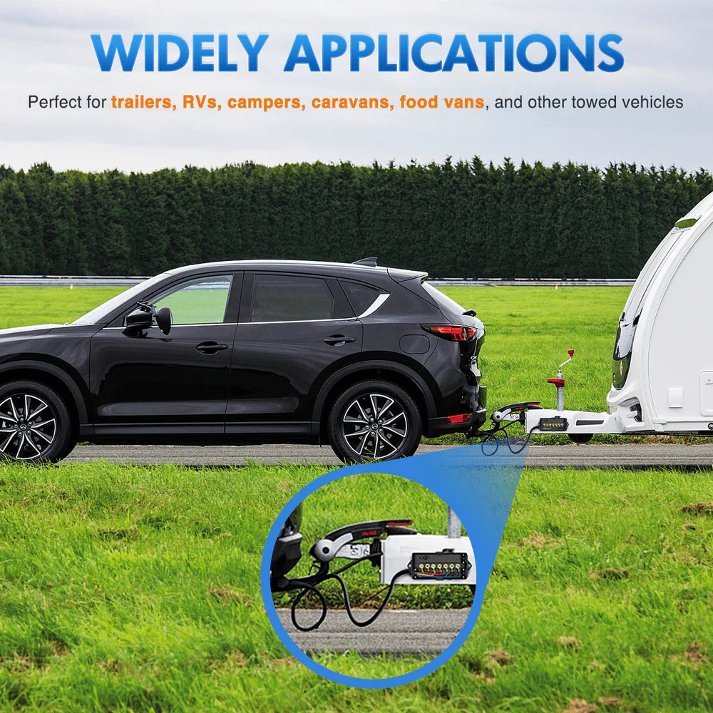 Nilight 8FT 7-Way Plug Inline Trailer Cord With 7-Gang Junction Box