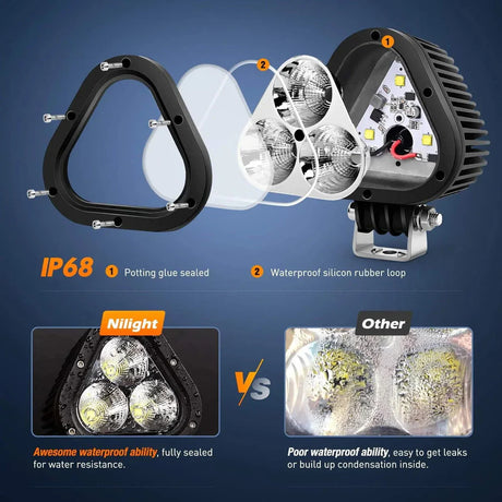 Nilight 4inch 60W Triangle Work Light (2pcs)