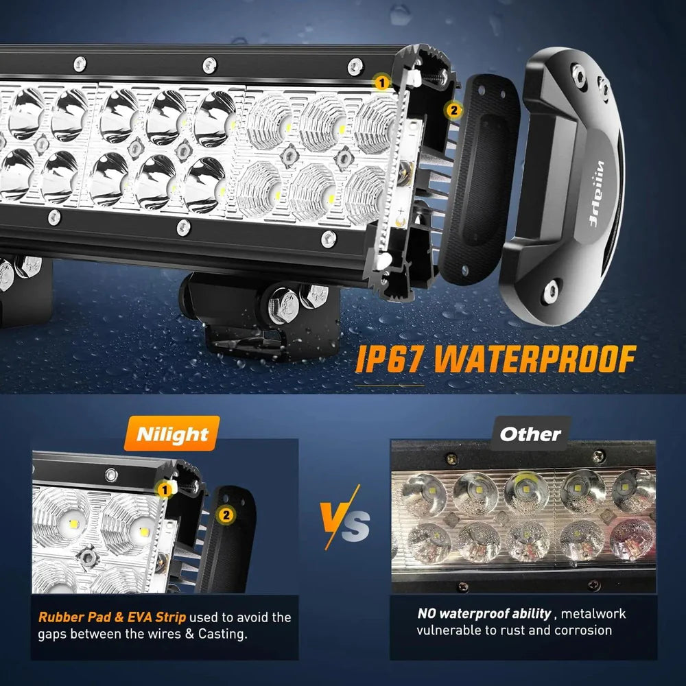 Nilight Double Row Spot/Flood Combo Light Bar