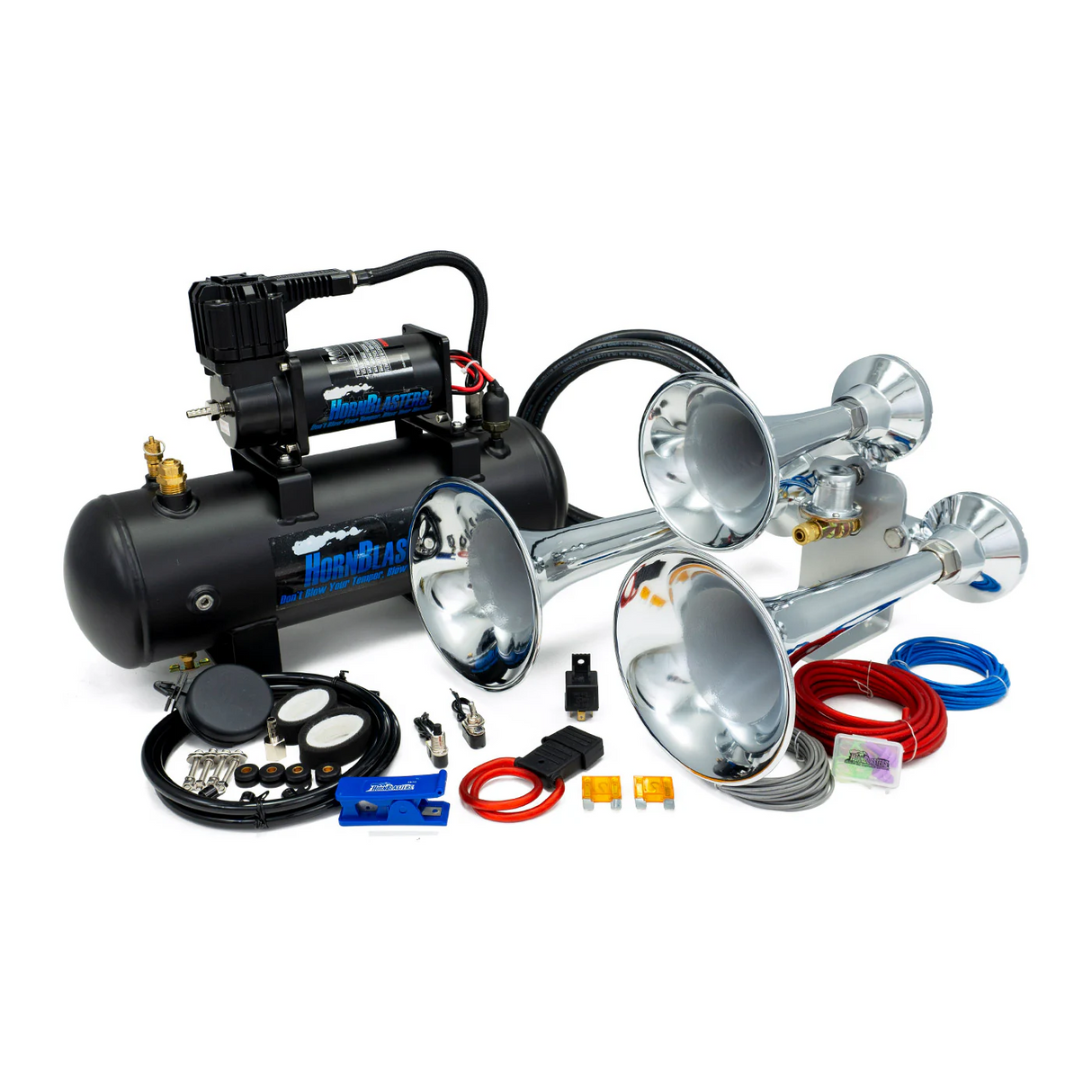 HornBlasters Outlaw Train Horn Medium Duty Chrome Kit