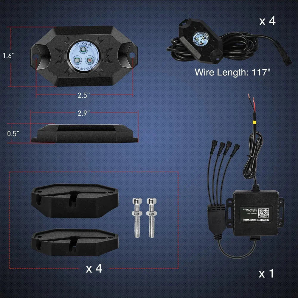 Nilight Rock Lights RGB LED 8pcs