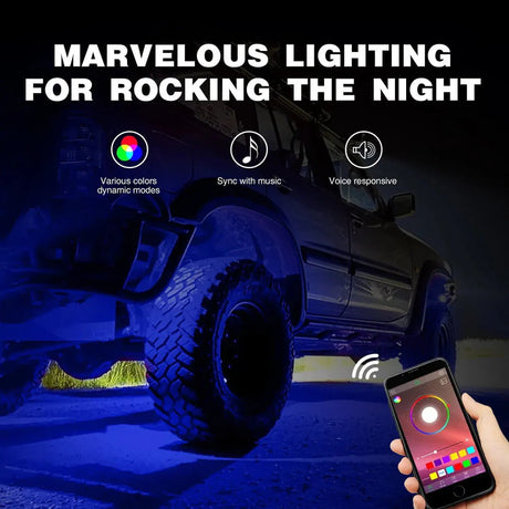 Nilight Rock Lights RGB LED 8pcs