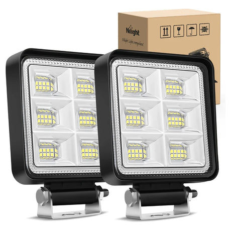 Nilight 4inch 48LED Square Work Light (2pcs)