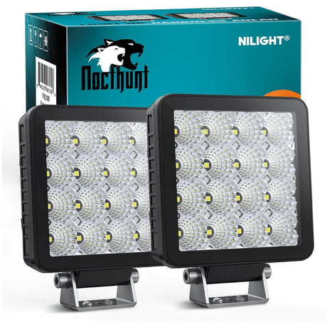 Nilight 4inch 16LED Square Work Light (2pcs)