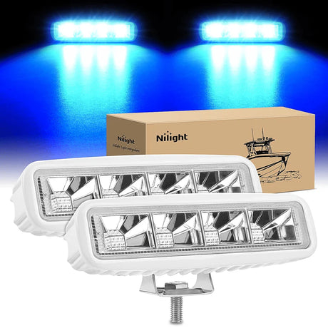 Nilight 6inch 72W Marine Boat Blue Work Light (2pcs)