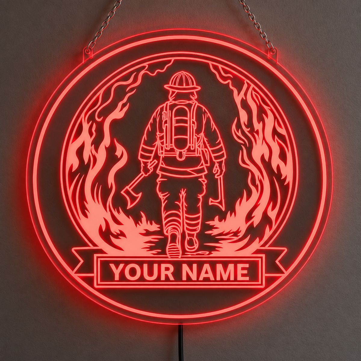 Personalized Firefighter Into the Flames LED Acrylic Sign