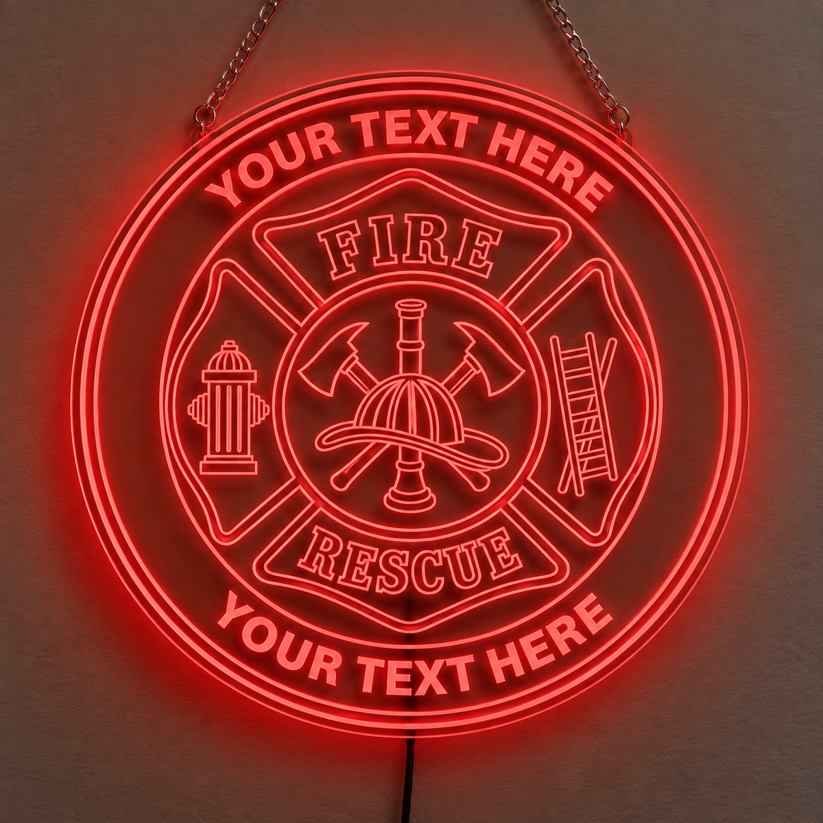 Personalized Firefighter Rescue LED Sign
